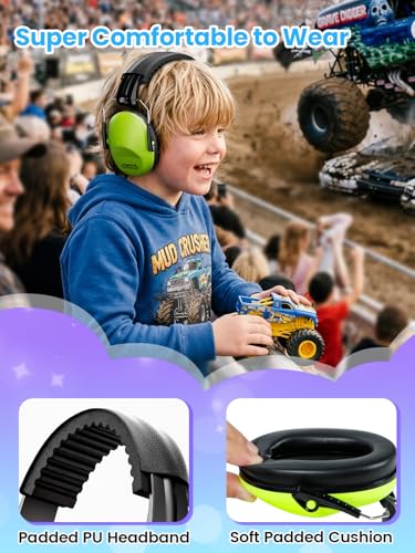 Green Kids & Adults Noise Cancelling Headphones - Adjustable & Comfortable