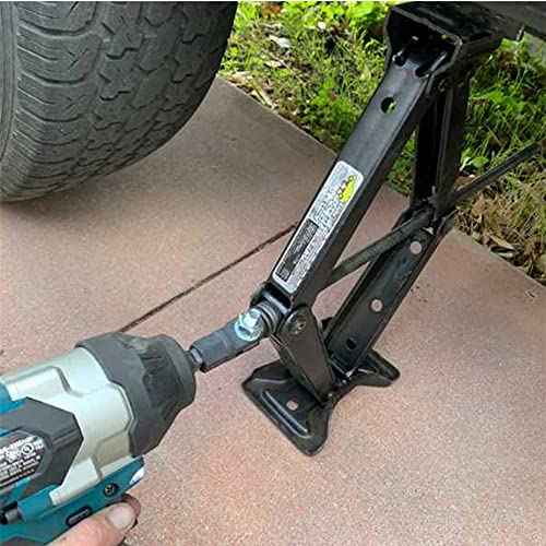 1/2" Scissor Jack Adapter for Use with 1/2 Inch Drive/Impact Drills/Ratchet or Standard Drive Sockets or 13/16 Inch Lug Wrench/Tire Iron or Socket/Easy Lifting (2Pcs Set Black)