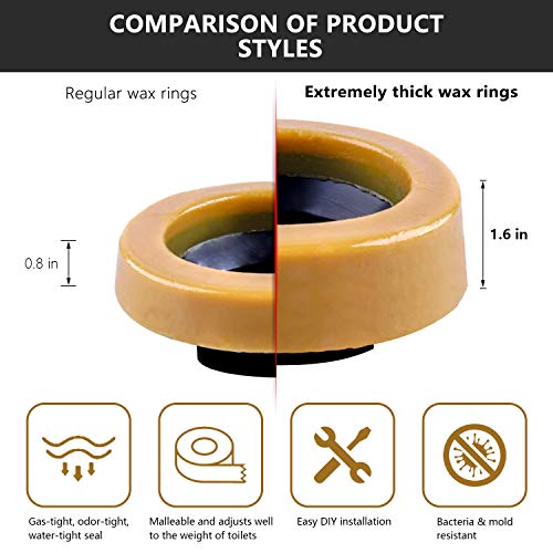 Extra Thick Wax Ring for Toilet Replacement Kit with Flange Bolts