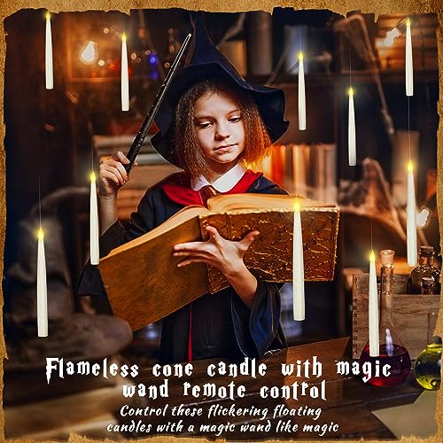 Boribim 20PCS Flameless Floating Candles with Wand Remote for Halloween Decor