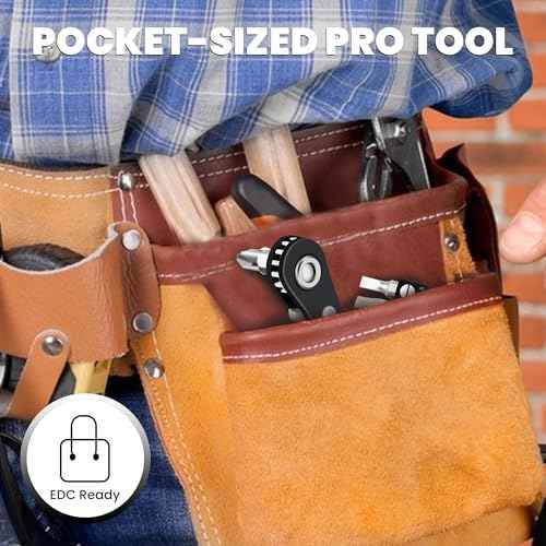 MULWARK 11-Piece Small Screwdriver Set, 1/4" Right Angle Screwdriver with Multi Bits - Ultra Low Profile Offset Driver for Automotive Repair, Electrical Work, Bicycle & Household Maintenance EDC Kit