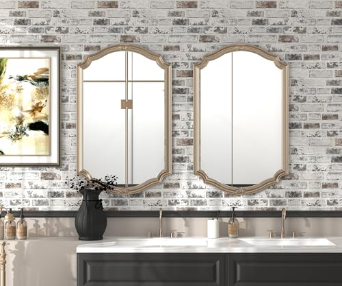 PeonyQueen 17.3 x 78.8 Inch Gray Peel and Stick Brick Wallpaper - Realistic Faux Vinyl Wall Covering
