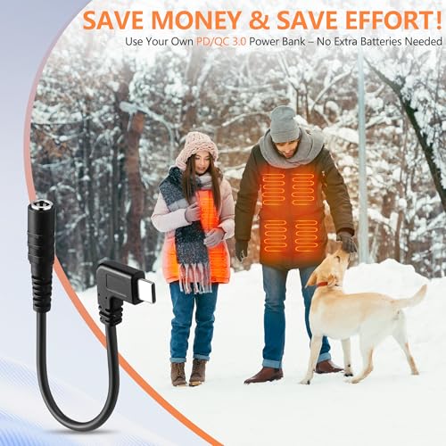 Saillong 1 Pack 12V Heated Jacket Battery Adapter, Battery Step Up Adapter Charger Type-C Compatible with M12, Craftsman, AEG Gear