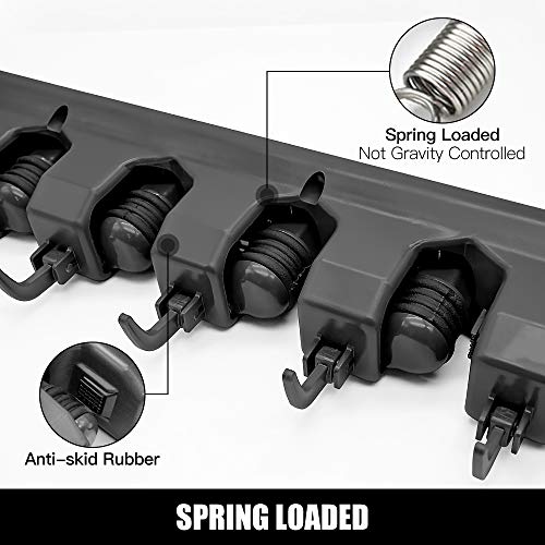 IMILLET 2 Pack Wall Mount Mop and Broom Organizer with Hooks – Heavy Duty Tool Rack Storage