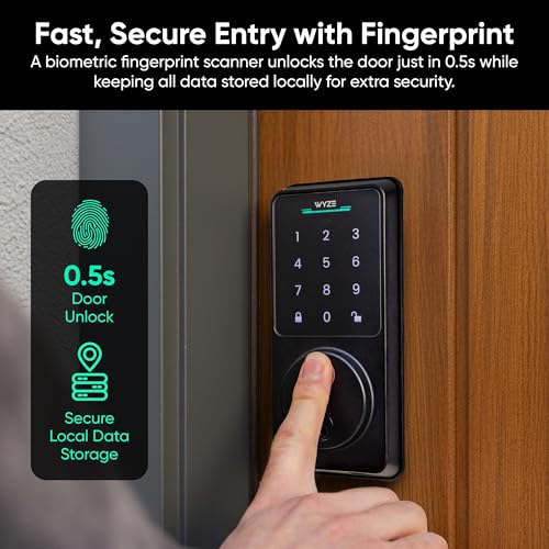 Wyze Auto-Lock Bolt v2 Fingerprint Smart Lock with Wi-Fi, Deadbolt & Backup Keys