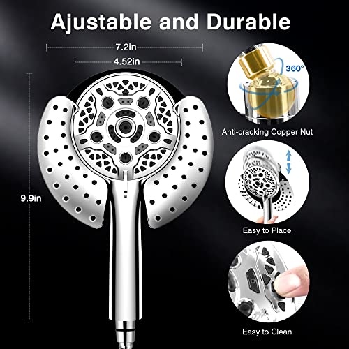INAVAMZ 2-in-1 High Pressure Shower Head with Handheld, Silver, 1.8 GPM