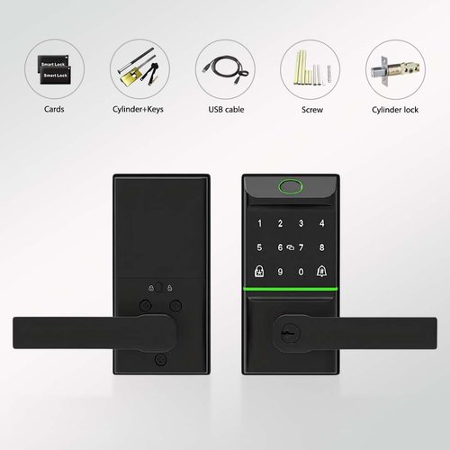 Keyless Smart Door Lock with Biometric Fingerprint, Passcode, IC Card & Key Unlock | Wi-Fi Remote Access via Tuya App | Weatherproof Design, Easy DIY Installation for Ultimate Smart Home Security