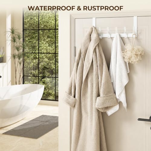 Optish Over The Door Hooks White 1Pack - Space-Saving Bathroom & Closet Organizer