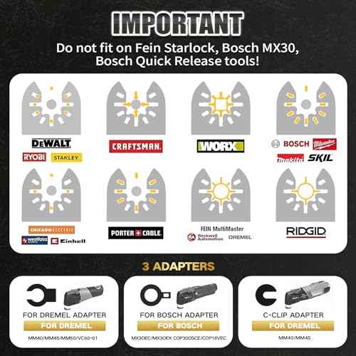 6PCS Titanium Oscillating Tool Blades, Professional Universal Titanium Oscillating Saw Blades Multitool Blades Kits for Metal Wood Plastics, Dewalt Milwaukee Ryobi Fein