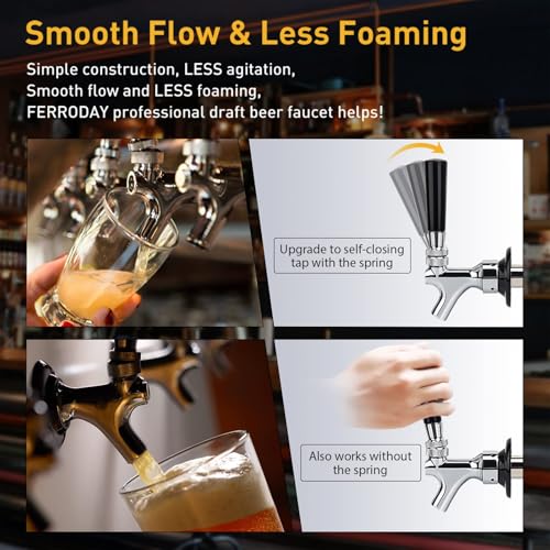 FERRODAY 4-1/8 inch Shank Stainless Steel Core Draft Beer Faucet – Upgraded