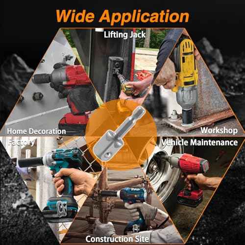 Upgraded 1/2 Inch Impact Grade Socket Adapter Set 3 Pcs Square Socket Adapter Drill Bits Impact Driver Power Bit Set for Powered/Cordless Drill Chuck