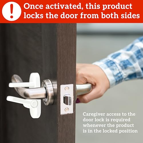 White Baby Proof Door Lever Lock 2 Pack - Toddler Safety & Easy One-Hand Operation