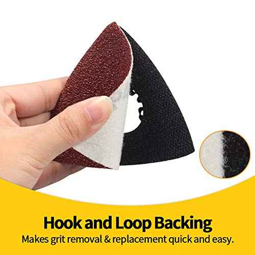 SPEEDWOX 30 Pcs Hook and Loop Triangle Sandpaper 40 Grit 80mm 3-1/8 Inches for Oscillating Multi Tool Detail Sander Sanding Discs Triangle Sanding Pads