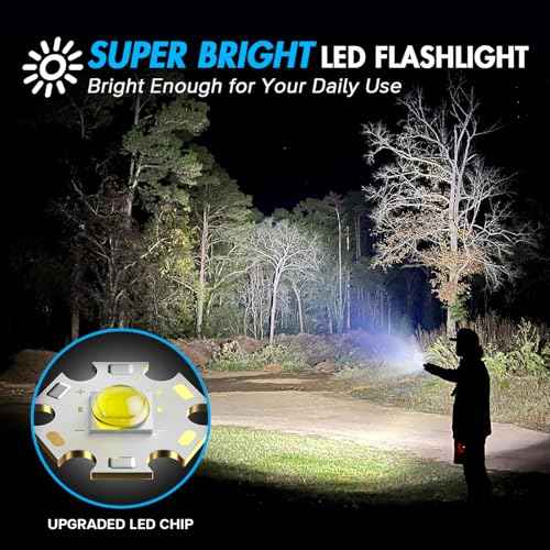 WdtPro LED Flashlight High Lumens SR2000 Pro, 2 Pack Brighter Tactical Flashlights with 5 Modes & Zoomable, Powerful Mini Flash Light for Emergency, Camping, Hiking (Black)
