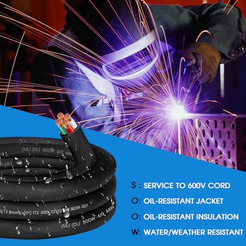 CLLOMAGY 6ft 6/4 AWG SOOW Power Cable 50 Amp 4-Conductor Heavy Duty Extension