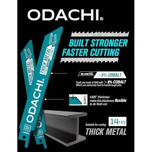 ODACHI Reciprocating Saw Blade Bi-Metal Cobalt Sabre Saw Blades for Heavy Metal Cutting 6-Inch 14TPI 5-Pack