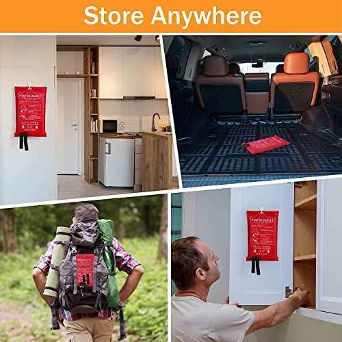 Mondoshop Emergency Fire Blankets for Home Kitchen Emergency Fire Blankets for Camping, Picnic, Fireplace, School, Grill, Car, Office, Warehouse