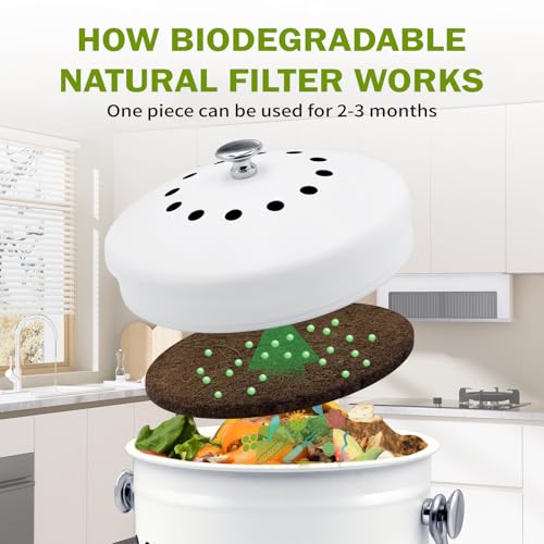 ENLOY 7.25-Inch Biodegradable Natural Filter for Kitchen Compost Bin 12 Pack (Biodegradable)