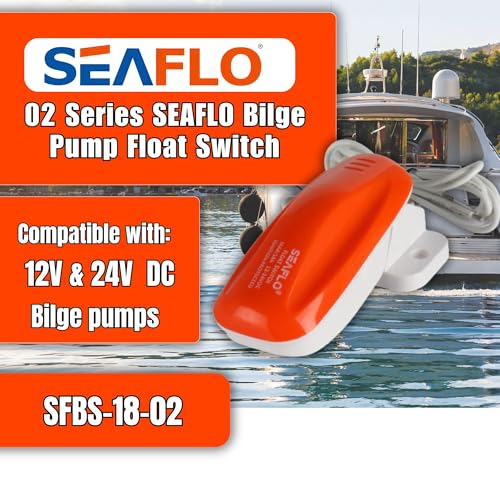 SEAFLO 02 Series Marine Bilge Pump Float Switch - Max 18A, 12V/24V, Automatic Water Level Sensor