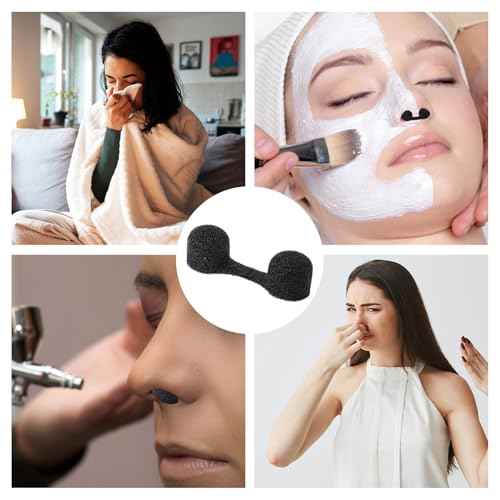 100 Pieces Nose Plug Filter Disposable Nose Dust Filters Bulk Sponge Nostril Filters for Spray Tanning Welding Dust Allergies DustConstruction Areas (Black)