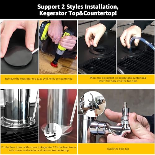 MRbrew Brass 1-Tap Stainless Draft Beer Tower for Kegerator or Countertop - Self-Closing Faucet Spring