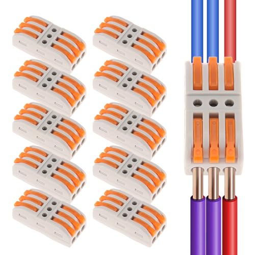 DIANN 10pcs SPL-3 Lever Wire Connectors - Inline Electrical Splices 3-Circuit