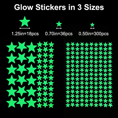 Glow in The Dark Star Stickers for Ceiling Kids Room Decor 354 Pack