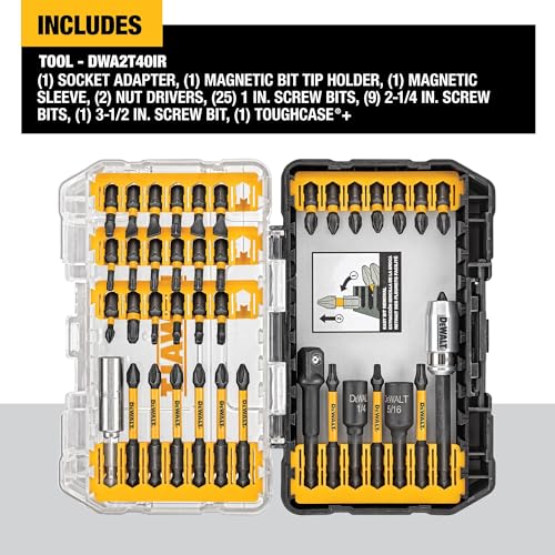 DEWALT 40-Piece Impact-Ready FlexTorq Screwdriver Bit Set with Storage Case, One Size
