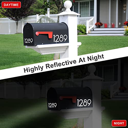 5 Sets / 2 Inch Reflective Mailbox Numbers Waterproof Vinyl Stickers with Easy-Peel Tabs & Tools