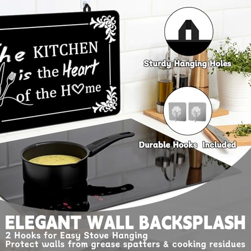ENCHAN Black 28x20 Inch Glass Stove Top Cover Protector, Heat-Resistant Rubber Counter Mat