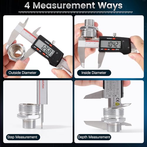 Housolution Digital Caliper 6 Inch, Inch/MM, 4 Measuring Ways,