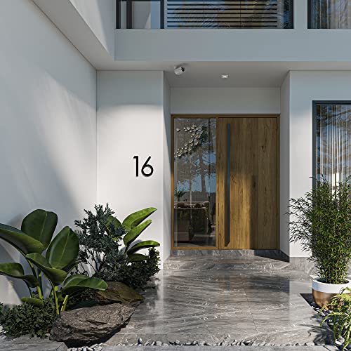 REINCARVATION 12 Inch Modern Floating House Numbers - Black Rust-Proof Metal Address Plaque, Sibling Listing Version 1