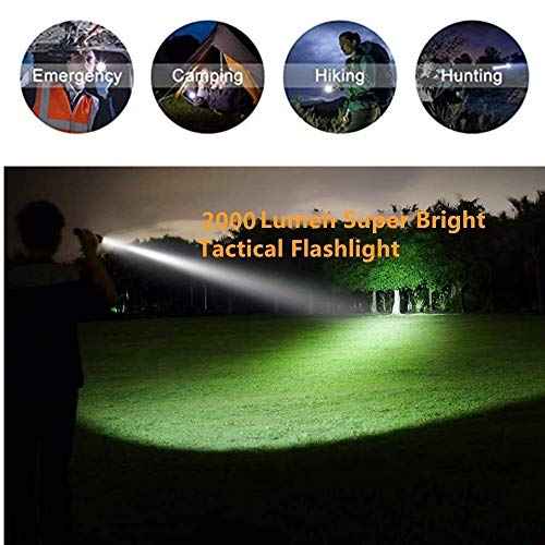 BESTSUN LED Weapon Light, 2000 Lumen Super Bright Tactical Flashlight Matte Black Picatinny Flashlight with Quick Release Offset Mount Waterproof Hunting Light, Pressure Switch and Battery Include