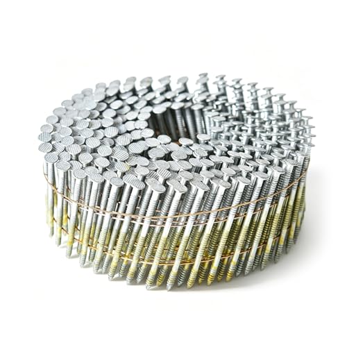 GXYWADY 3600Pcs 1-3/4 Inch Steel Siding Nails, 0.092 Inch Diameter, Galvanized Coil Nails, 15° Incline for Exterior & Interior Projects (Variation: 1 / 0.092*1-3/4in)