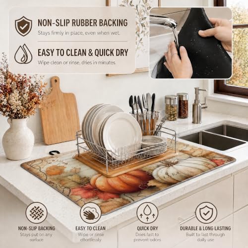Fall Stove Cover 20x28in Silicone Protector Mat with Pumpkin Design – 3-in-1 Heat-Resistant, Non-Slip, Easy-Clean