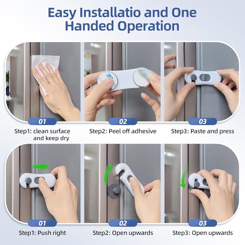 NiceTCU 5-Pack Child Proof Refrigerator Lock - White, Easy Install, No Damage