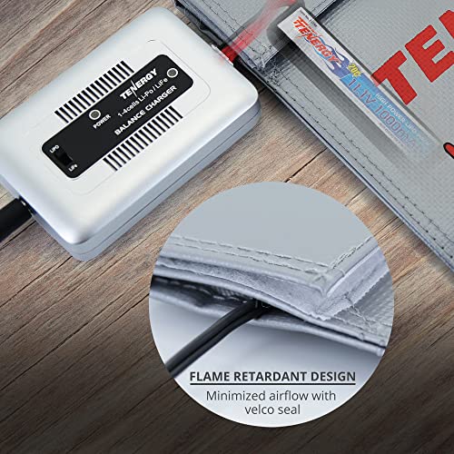 Tenergy 2 Pack Fire Retardant Lipo Battery Bags 7x9 Inches – Medium Size for Charging & Storage
