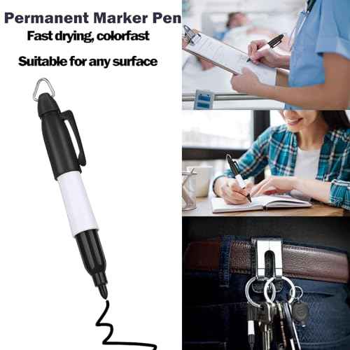Mini LED Keychain Flashlights & Permanent Marker Pens, Badge Lights for Nurses 12 Lumen Battery Powered, Badge Reel Pen for Nurses Doctor Office Outdoor Gift (12PCS)