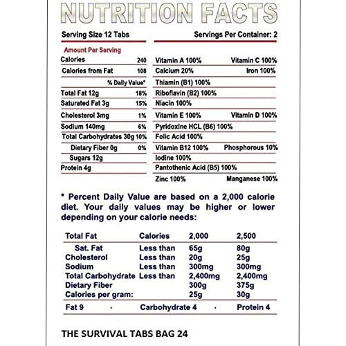 120 tabs Snack Food for 10 Days Emergency Survival MREs Meals Ready-to-eat Bugout for Travel Camping Boating Biking Hunting Activities Gluten Free and Non-GMO 25 Years Shelf Life - Vanilla Malt Flavor