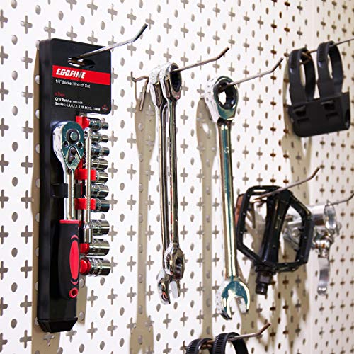 Egofine 12-Piece 1/4 Inch Mini Ratchet Socket Set with 10 Sockets, Quick Release Handle & Extension Bar - Metric Sizes