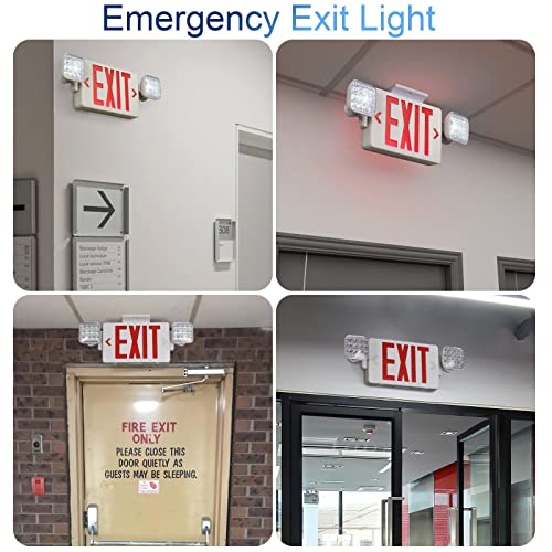 TANLUX White & Red Emergency Exit Sign with Battery Backup – 1 Pack, Double Face, UL Listed, 120V