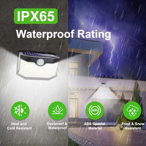 Black 6-Pack HMCITY 120 LED Solar Motion Sensor Wall Lights Outdoor Waterproof