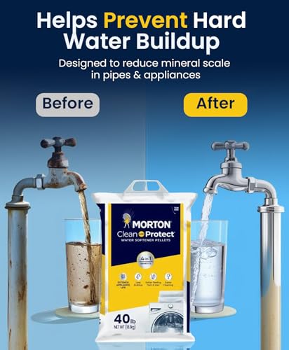 Morton Water Softener Salt Pellets 4-Pack, 40 lb Bags - Softens Hard Water