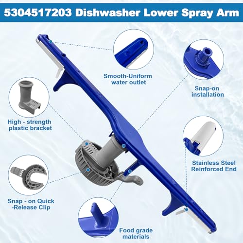 Lower Spray Arm Kit 5304517203 for Frigidaire Kenmore Dishwasher – 360° Cleaning