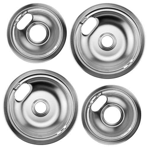 Chrome Drip Pan Set for Whirlpool/Maytag/Kenmore Electric Range—2x6in + 2x8in