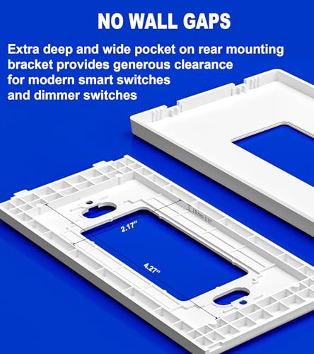 Art Plates 1-Gang Oversized Screwless White Wall Plate - Child Safe, Glossy Finish