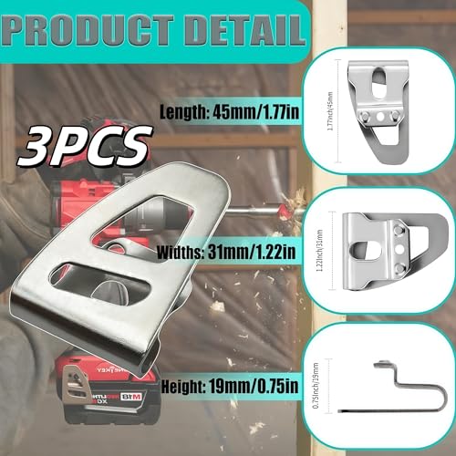 42-70-2653 Belt Clip/Hook Compatible with Milwaukee M-18 Fuel Tools 2604-20, 2604-22, 2604-22CT, 2797-22,2804-20,2904-20, Impact Driver Hammer Drill Belt Clip with Free Screw(3+3 pcs)