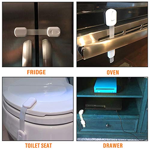 Goodv White Child Safety Cabinet Locks - 10 Pack Baby Proofing Latches for Drawers, Fridge, Oven, Toilet, and More