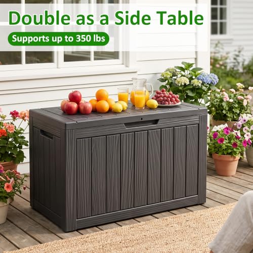 EasyUp 50 Gallon Black Waterproof Outdoor Deck Storage Box Lockable & Weather-Resistant