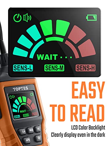 TOPTES PT520A Battery-Operated Gas Leak Detector with 17-Inch Gooseneck - Orange